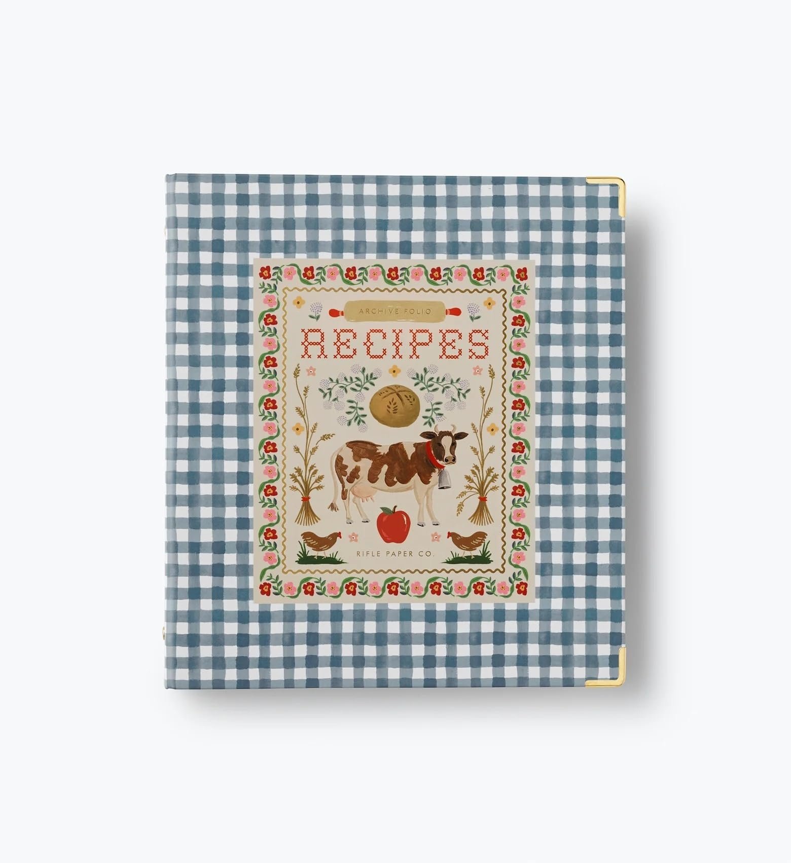 RIFLE PAPER CO. Home Sweet Home Recipe Organizer Binder - 1" Three-Ring Binder with Illustrated Cover, Holds 175+ Recipes, Includes 3 Tabbed Dividers and 6 Adhesive Labels, Reinforced Metal Corners